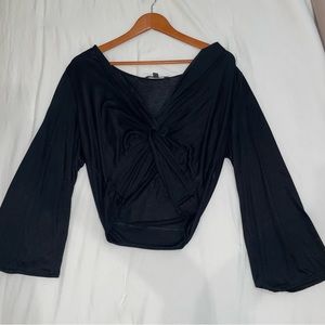 Cropped bell sleeve blouse